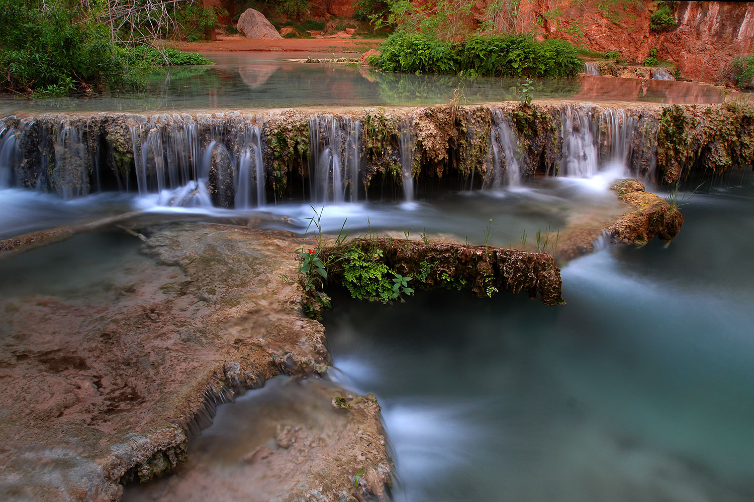 First crossing of Havasu Creek from Mooney Falls to Beaver Falls â€¦ April 2008
