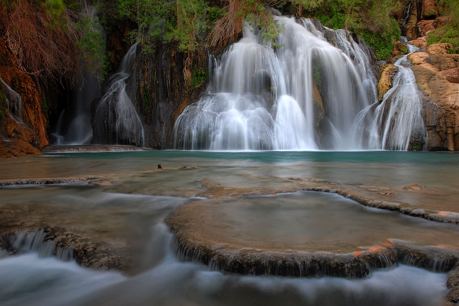 Images of Navajo Falls - 70 foot drop (21 m) â€¦ April 2008