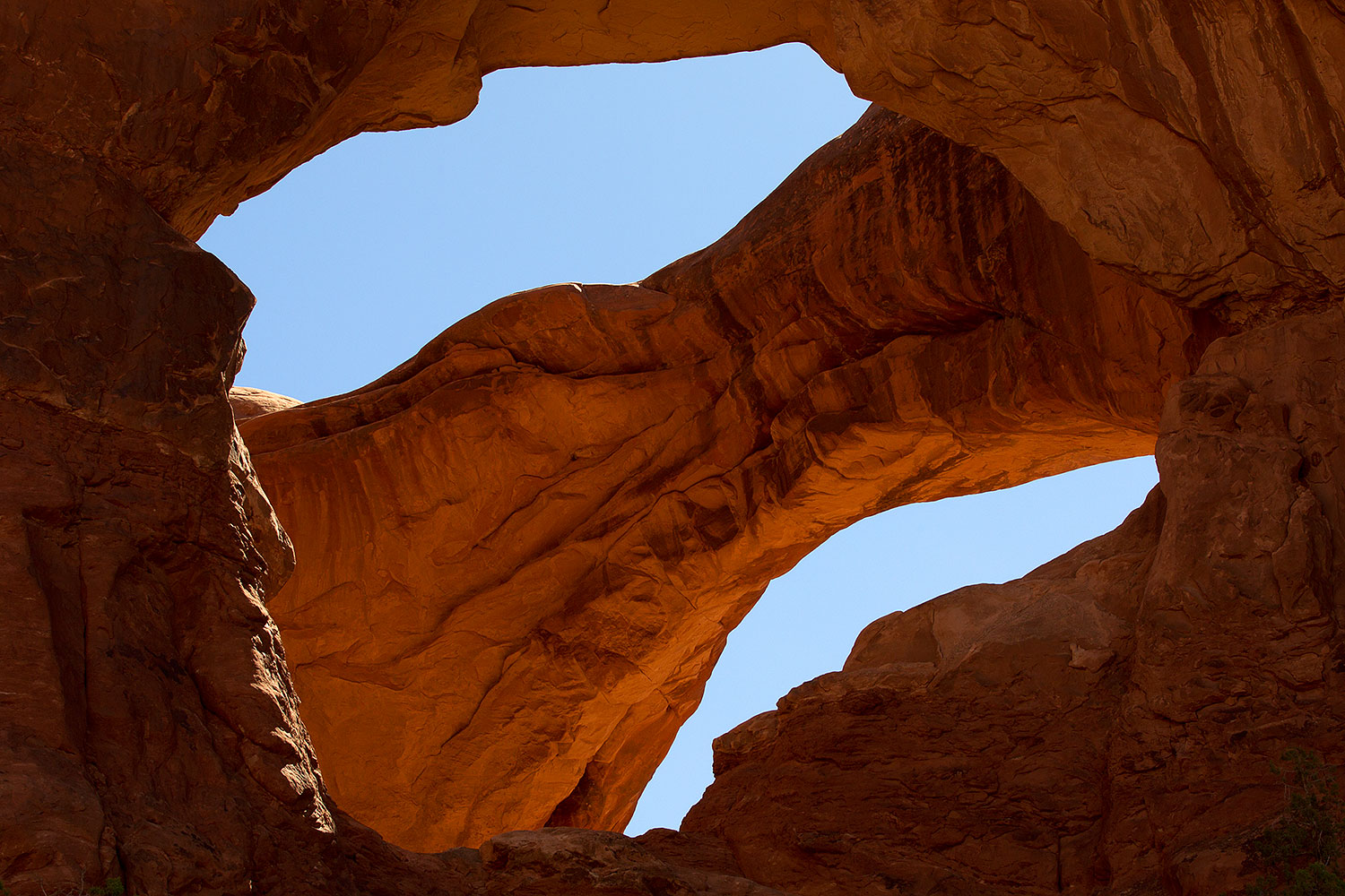 View upwards of Double Arch in Arches National Park â€¦ September 2010