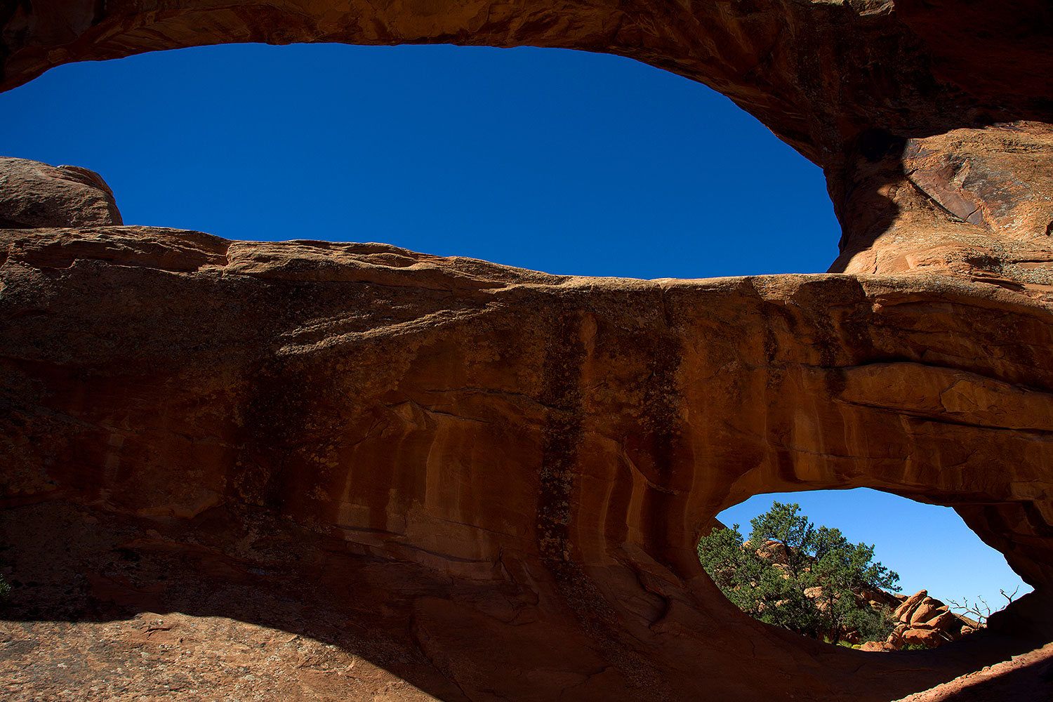 2 window openings at Double O Arch in Arches National Park â€¦ September 2010