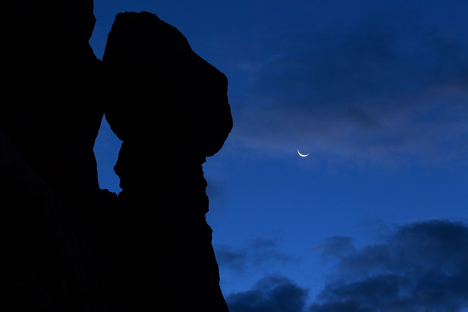 Crescent Moon in Arches National Park before sunrise â€¦ October 2013